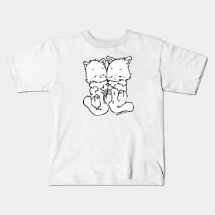 Marie and Rosie Cuddling and Sleeping (Plain White) Kids T-Shirt